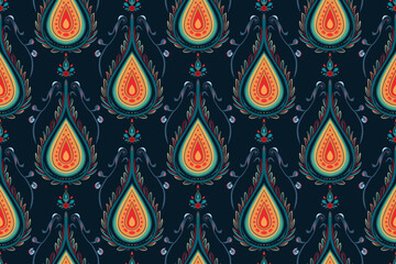 Abstract ethnic pattern flower design. Aztec fabric boho mandalas textile wallpaper. Tribal native motif African American sari elegant embroidery vector background 