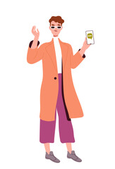 Happy person with smartphone vector