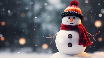 Intricate Detailed Adorable Christmas Snowman - Photorealistic Digital Art with Winter Backlighting