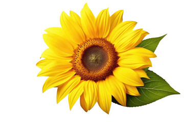a single blooming sunflower , isolated on a transparent background. PNG, cutout, or clipping path	
