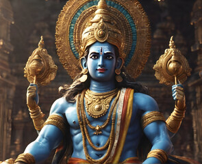 Brahma: The Creator Deity in Hindu Mythology. generative AI