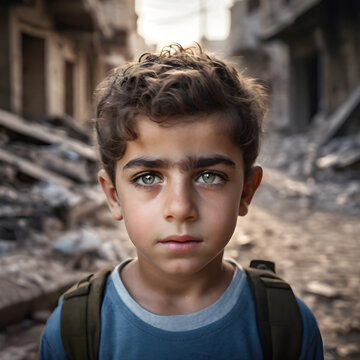Israeli Child in a War-Torn City: Resilience Amidst Adversity. generative AI