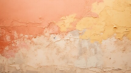 Fototapeta premium Wall with peeling paint. Texture of old concrete wall for background. A dilapidated building wall in need of major repairs. Facade of a house with damaged plaster. Photophone for retro photography.