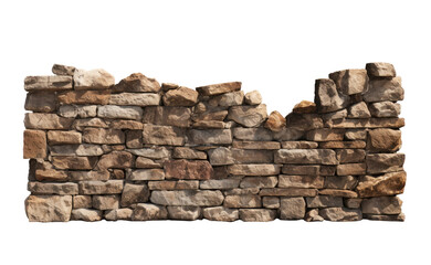 Detail of a traditional dry stone wall, isolated on a transparent background. PNG cutout or clipping path.