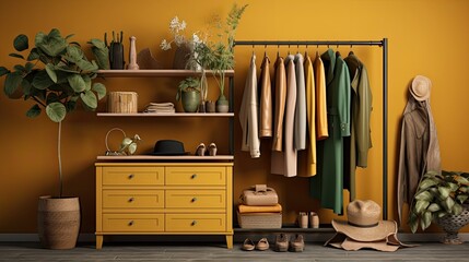 Obraz na płótnie Canvas wardrobe, concept of changing wardrobe from summer to winter, wardrobe matches the season