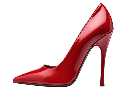 close up of red high heels  isolated on a transparent background. PNG cutout or clipping path.