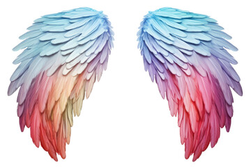 colorful realistic angel wings. White wing plumage , isolated on a transparent background. PNG, cutout, or clipping path.	
