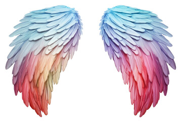 Obraz premium colorful realistic angel wings. White wing plumage , isolated on a transparent background. PNG, cutout, or clipping path. 