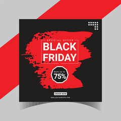 Black Friday Social Media Post Banner Template. Black Friday sale discount social media post template