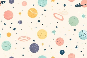 Espace abstrait simpliste, univers, arri&egrave;re-plan pour enfants &agrave; motif harmonieux de galaxie. Id&eacute;al pour le papier peint des chambres d'enfants. IA g&eacute;n&eacute;rative, IA