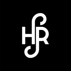 HR letter logo design on black background. HR creative initials letter logo concept. HR letter design. HR white letter design on black background. H R, h r logo
