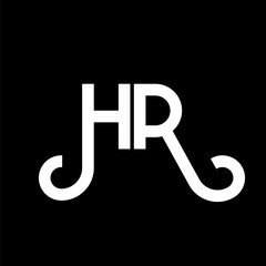 HR letter logo design on black background. HR creative initials letter logo concept. HR letter design. HR white letter design on black background. H R, h r logo