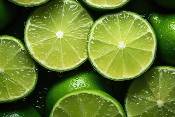 sliced limes close up background