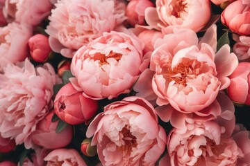 peachy peonies close up background
