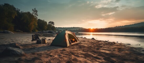 River beach camping