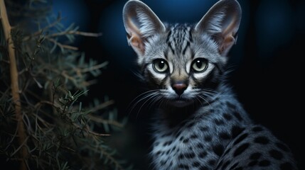 Ethiopian Genet Cat in Moonlight