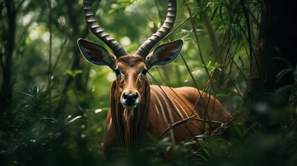 Naklejka na ściany i meble Majestic Bongo Antelope in the Forest