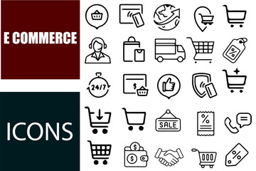 E-commerce Line Editable Icons set. Modern thin line style of marketing icons. Shopping. Online shopping thin line icons. Payment methods, pictograms and infographic for mobile applications