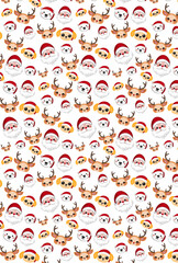 Cute christmas pattern christmas emojis, santa, reindeer, polar bear, wallpaper