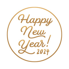 丸いフレームで囲ったHappy New Year 2024の文字 - 2024年のお正月や年賀状の素材
