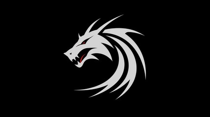 dragon head icon with black background
