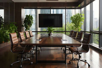 Interior of a conference room in a modern office. ia generated