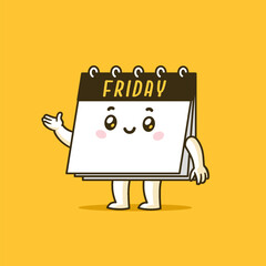 Black friday calendar mascot vector cartoon character illustration