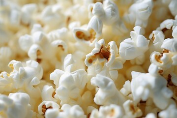 Luminous Close-up of White Popcorn in the Style of Online Culture - obrazy, fototapety, plakaty