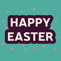 Happy Easter banner square composition. Hand drawn vector art.