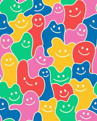 Retro smile seamless pattern vector