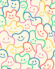 Retro smile seamless pattern vector