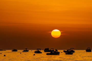 Sunset landscape with Plage du Sagnone, Corsica island, France