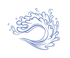 Water splash blue minimalistic sketch vector