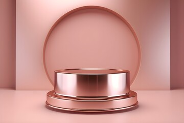 a round pink podium with a circle in the middle