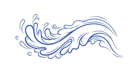 Water splash blue minimalistic sketch vector