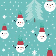 "Winter's Tiny Friend: Little Frosty Snowman Pattern" Generativ AI.