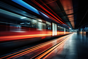 Fototapeta na wymiar A Blurred Train at Sunset.