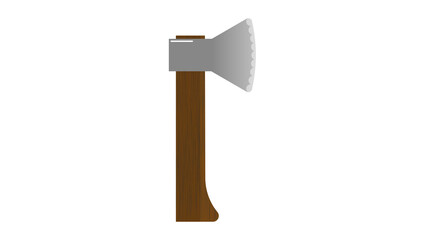A detailed illustration of a wooden hand axe