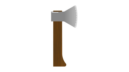 A detailed illustration of a wooden hand axe