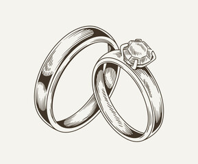 Wedding ring minimalistic sketch vector