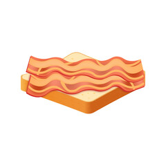 Sandwich from fresh bread with bacon Illustration of fast food meal