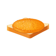 Sandwich from fresh bread with chicken cutlet Illustration of fast food meal