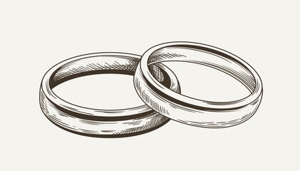 Wedding ring minimalistic sketch vector