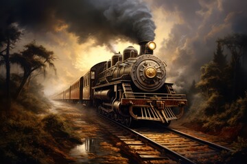 Steam locomotive illustration background wallpaper