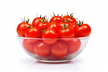 A Vibrant Bowl of Fresh Tomatoes Popping Against a Clean White Background Created With Generative AI Technology