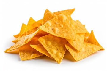 A Delicious Stack of Crunchy Tortilla Chips Ready for Snacking Created With Generative AI Technology - obrazy, fototapety, plakaty