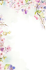 Naklejka na ściany i meble cherry blossom, scrapbook page, floral border