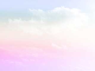 Pastel sky with fluffy cloud. Beautiful colourful sky. Cloudscape background. 