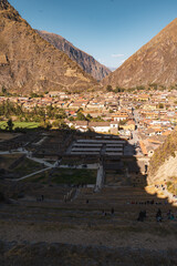 landscape of old inca ruins in cusco