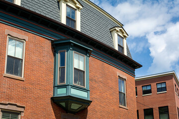 Residential building with mansard roof and bay window, Boston, Massachusetts, USA